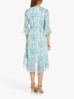 Adrianna Papell Floral Chiffon Midi Dress, Blue/Multi, 6