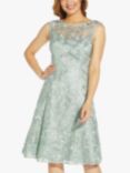 Adrianna Papell Embroidered Flared Cocktail Dress, Cloudy Aqua
