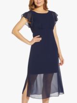 Adrianna Papell Chiffon and Jersey Midi Dress Navy at John Lewis