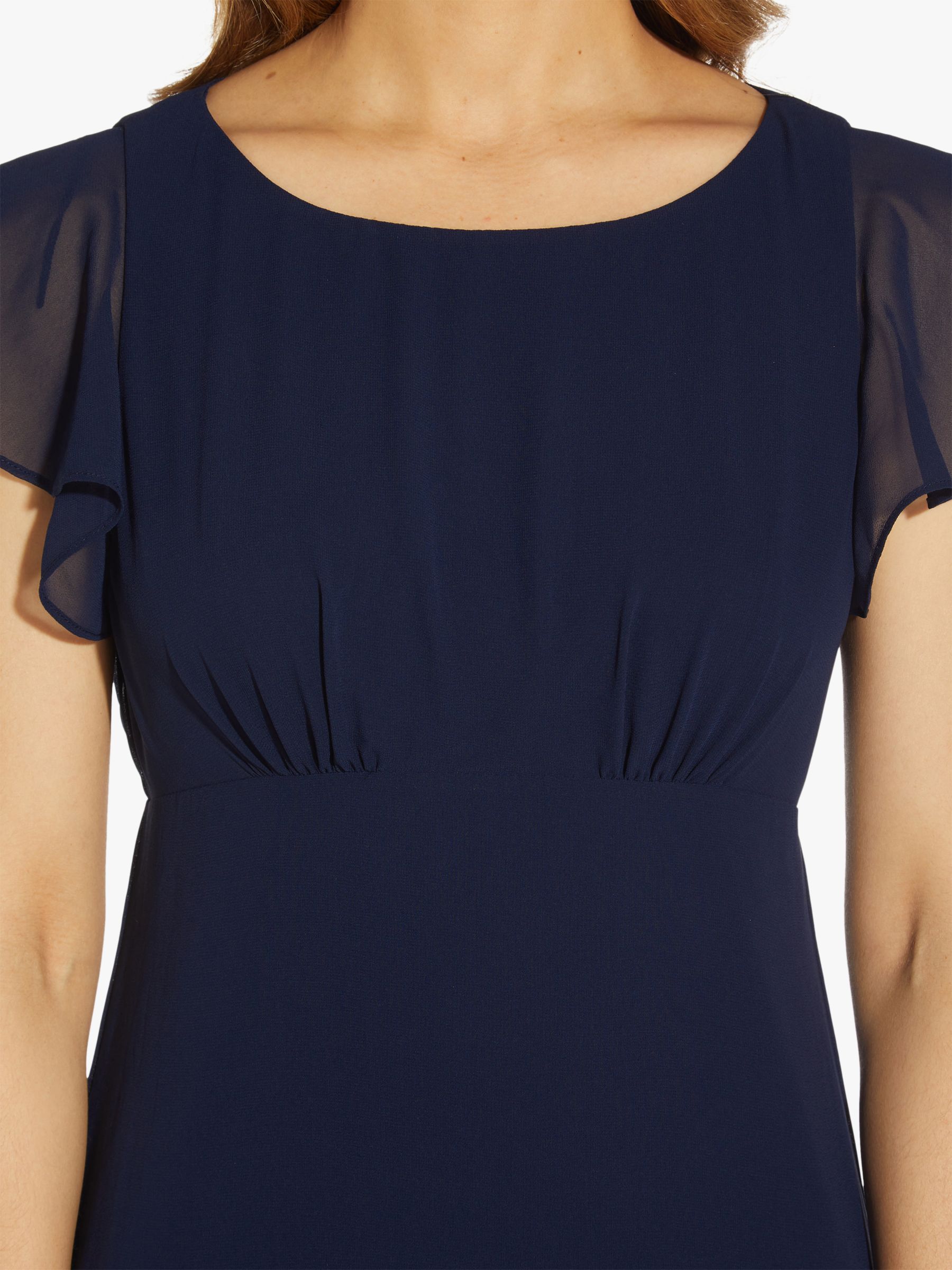 Adrianna Papell Chiffon and Jersey Midi Dress Navy at John Lewis