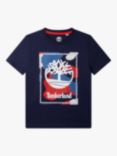 Timberland Kids' Camo Logo T-Shirt, Blue Indigo
