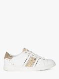 Geox Women's Jaysen Leather Lace Up Trainers, White/Gold
