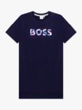 BOSS Kids' Logo Short Sleeve Dress, Nocturne