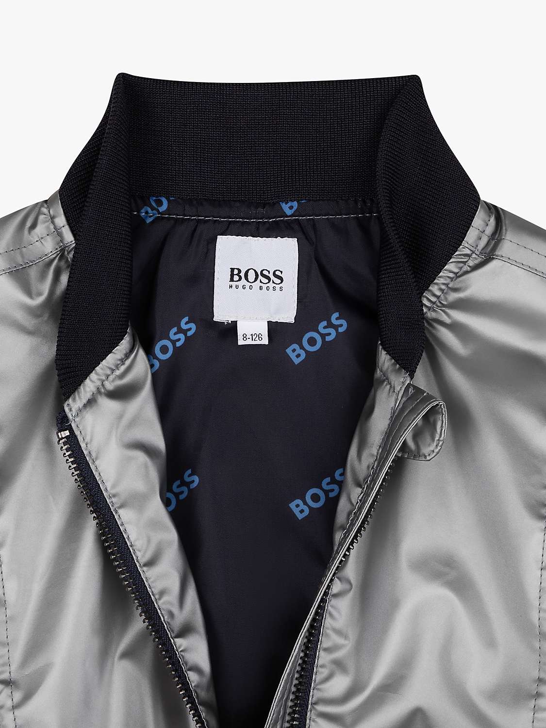 Buy HUGO BOSS Kids' Bomber Jacket, Silver Online at johnlewis.com