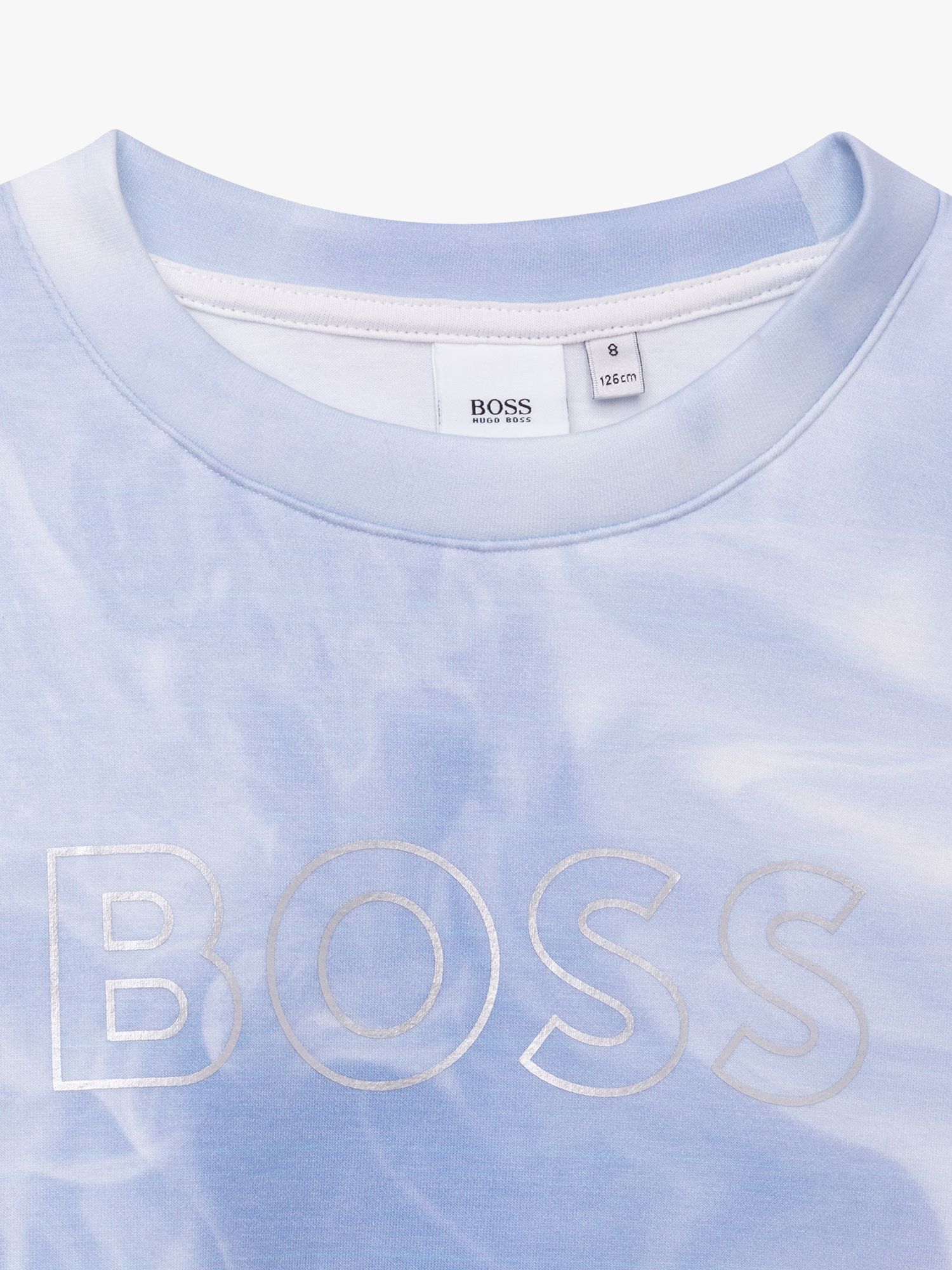 BOSS Kidswear tie dye-print crew neck sweatshirt - Blue
