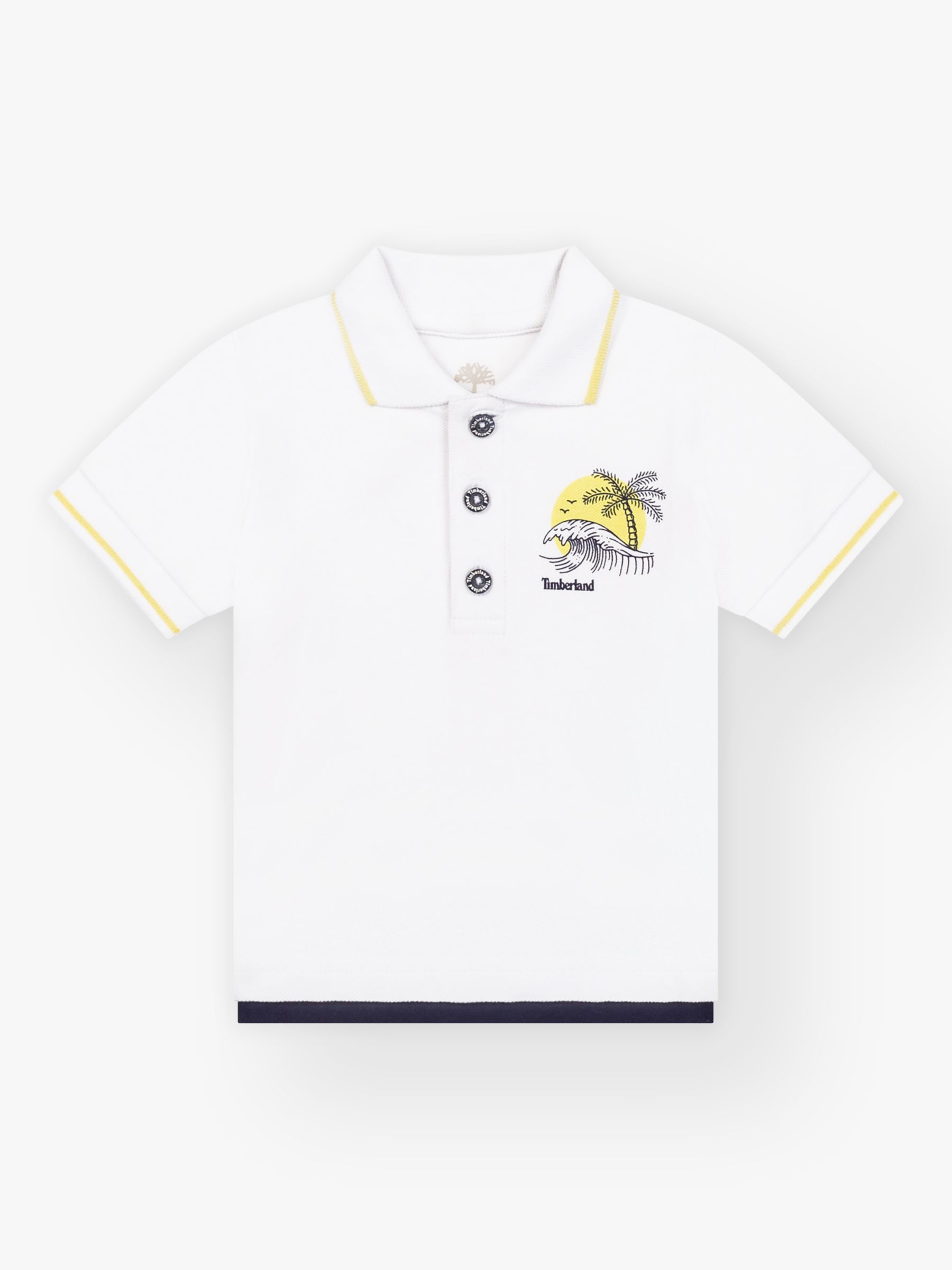 Timberland Baby Wave Logo Polo Shirt, White at John Lewis & Partners
