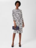 Hobbs Aleena Animal Print Shift Dress, Navy/Multi