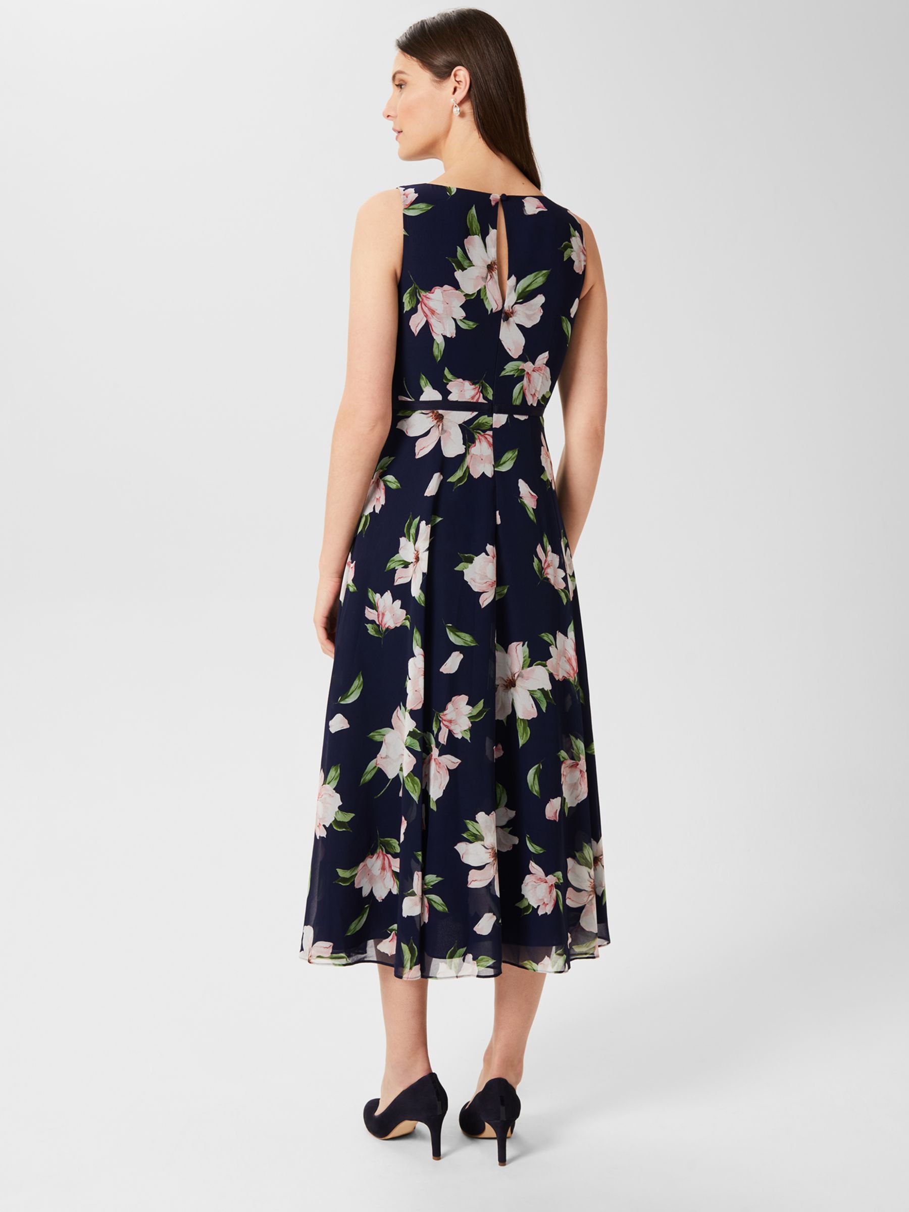 Hobbs Carly Floral Midi Dress, Navy/Multi at John Lewis & Partners