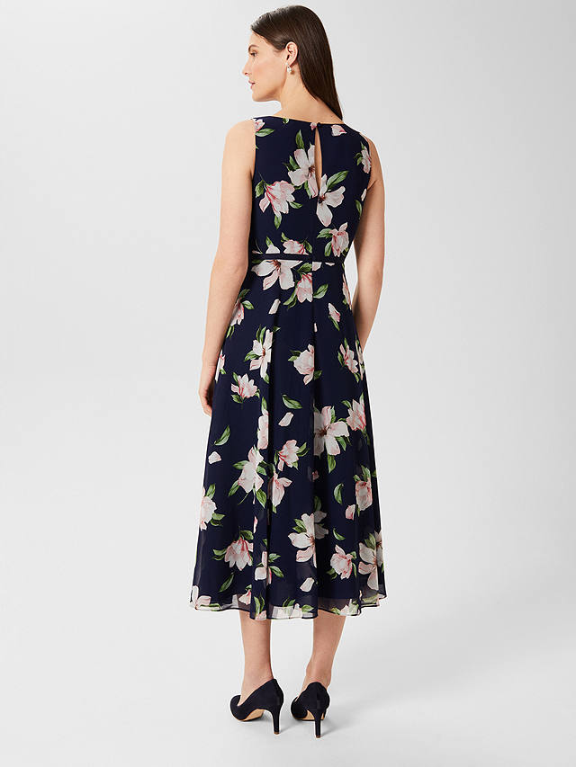 Hobbs Carly Floral Midi Dress, Navy/Multi