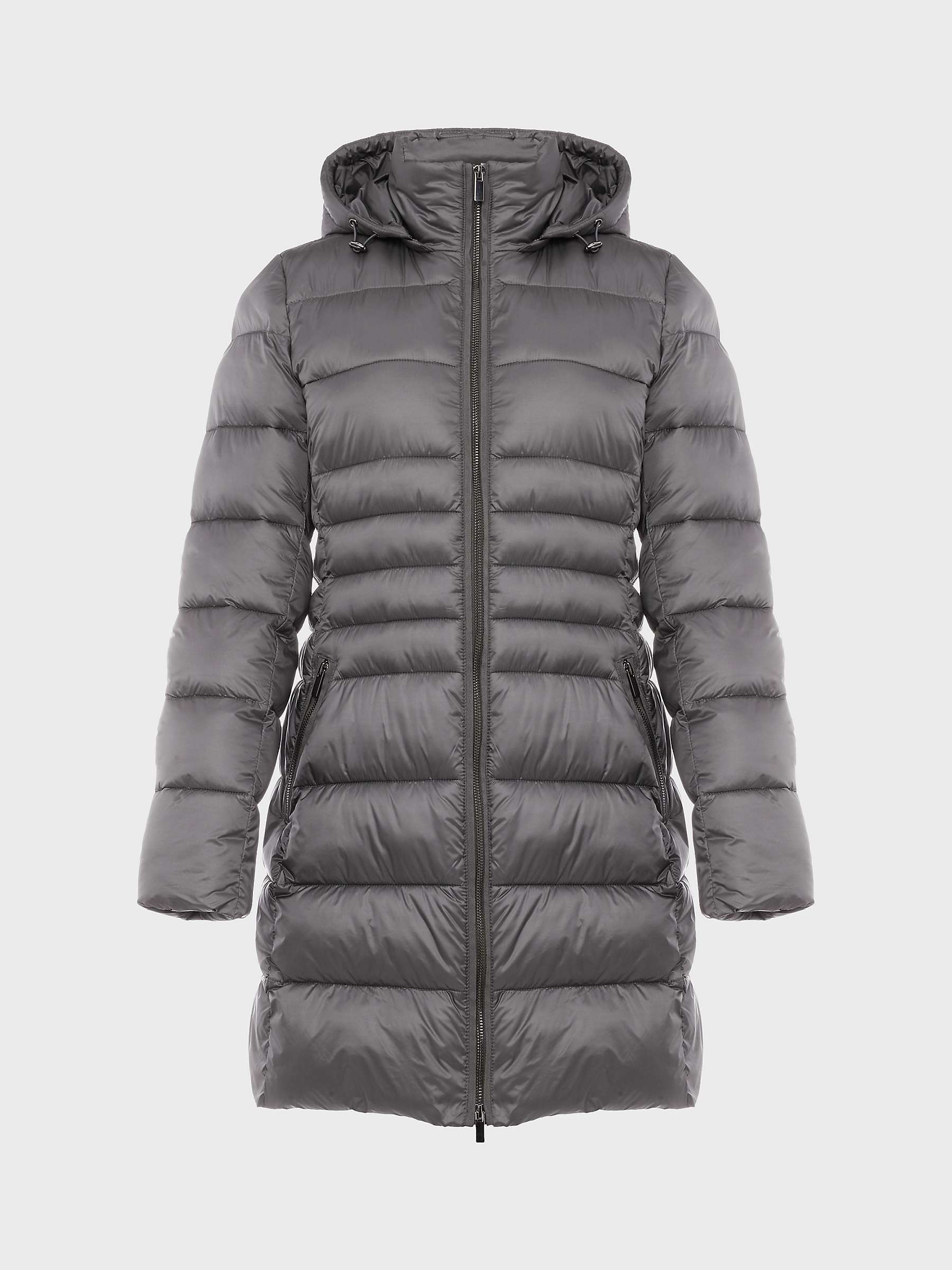 Buy Hobbs Petite Danika Longline Puffer Jacket, Charcoal Grey Online at johnlewis.com
