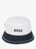 HUGO BOSS Baby Reversible Bucket Hat, Blue Cargo