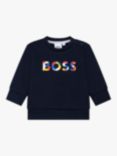 HUGO BOSS Baby Long Sleeve Logo Sweatshirt, Bleu Cargo