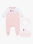 HUGO BOSS Baby Cotton Sleepsuit & Bib Set, Baby Pink