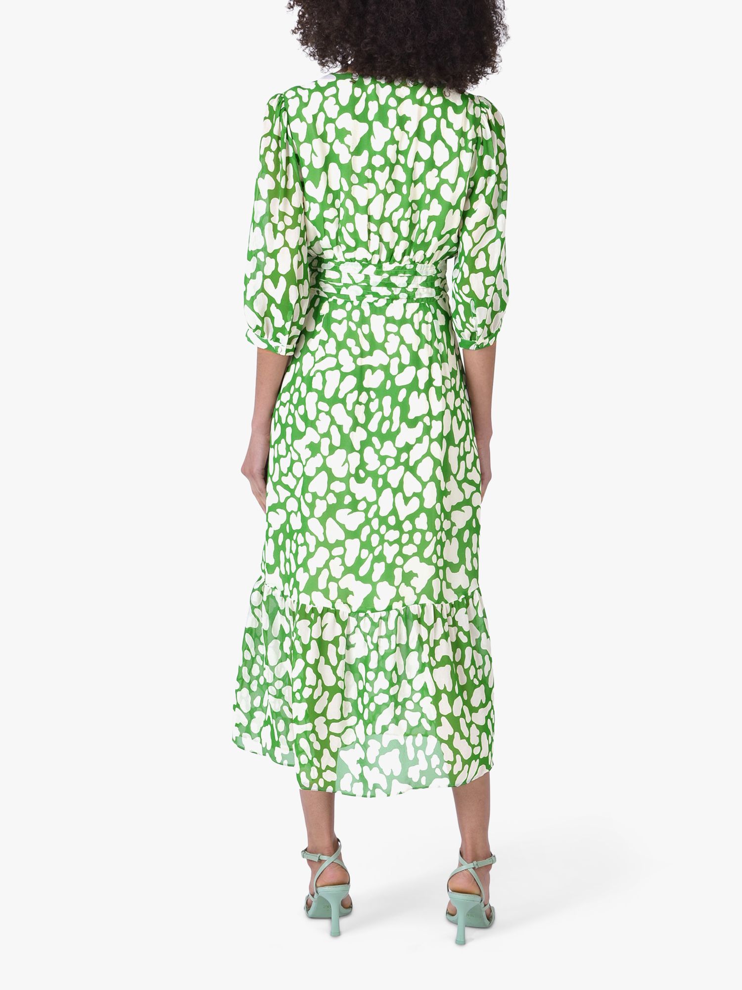 Ro&Zo Animal Print Midi Dress, Green/Ivory at John Lewis & Partners