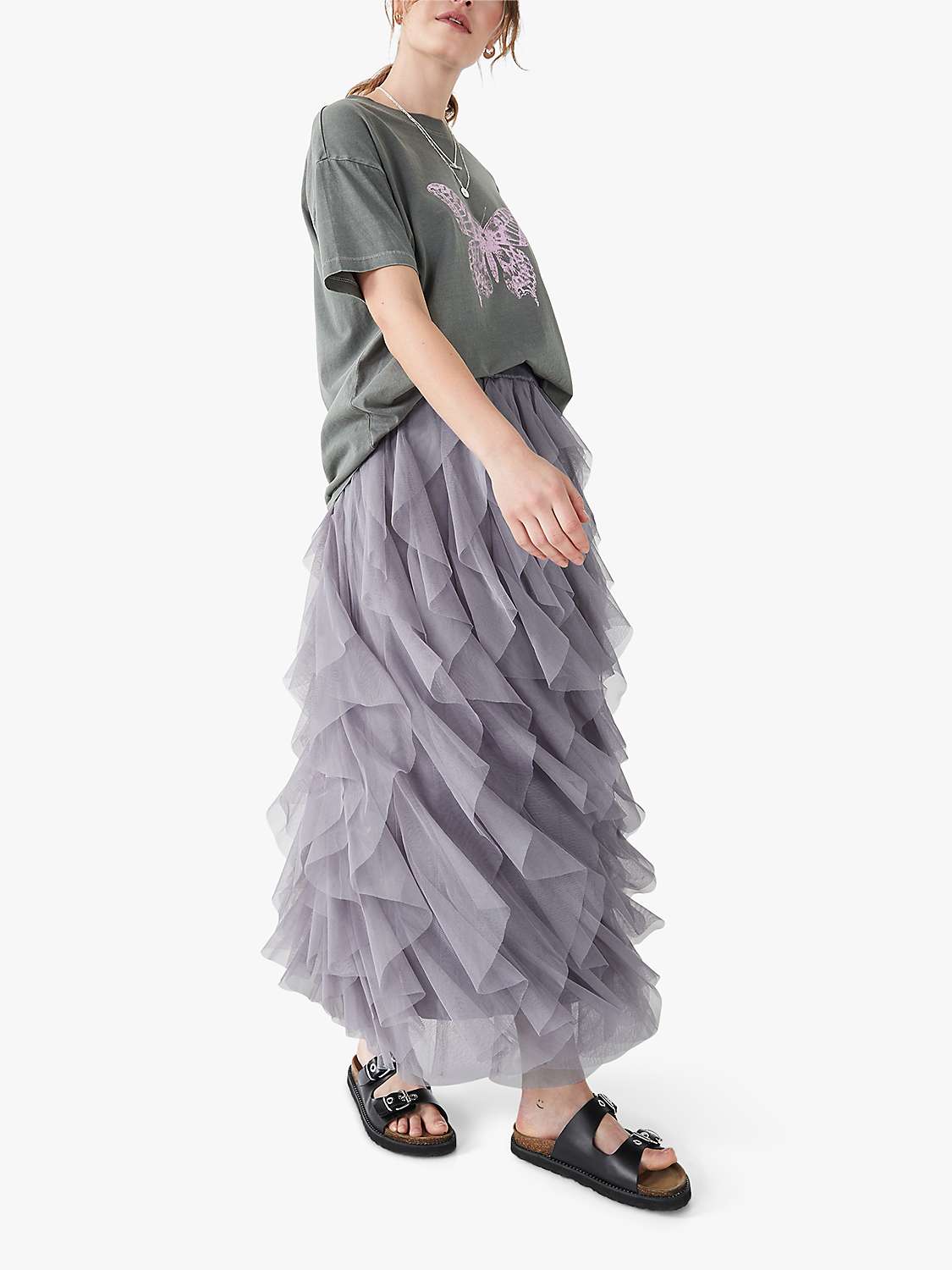 hush Floriza Ruffle Maxi Skirt, Mauve ...