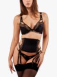 Playful Promises Wren Illusion Mesh and Satin Waspie, Black