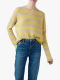 360 Sweater Julia Stripe Cashmere Jumper, Oatmeal/Lemongrass