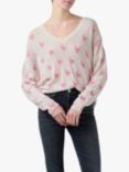 360 Sweater Jen Skull V-Neck Cashmere Jumper, Neutral/Pink
