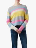 360 Sweater Lucille Stripe Cashmere Jumper, Grey/Multi