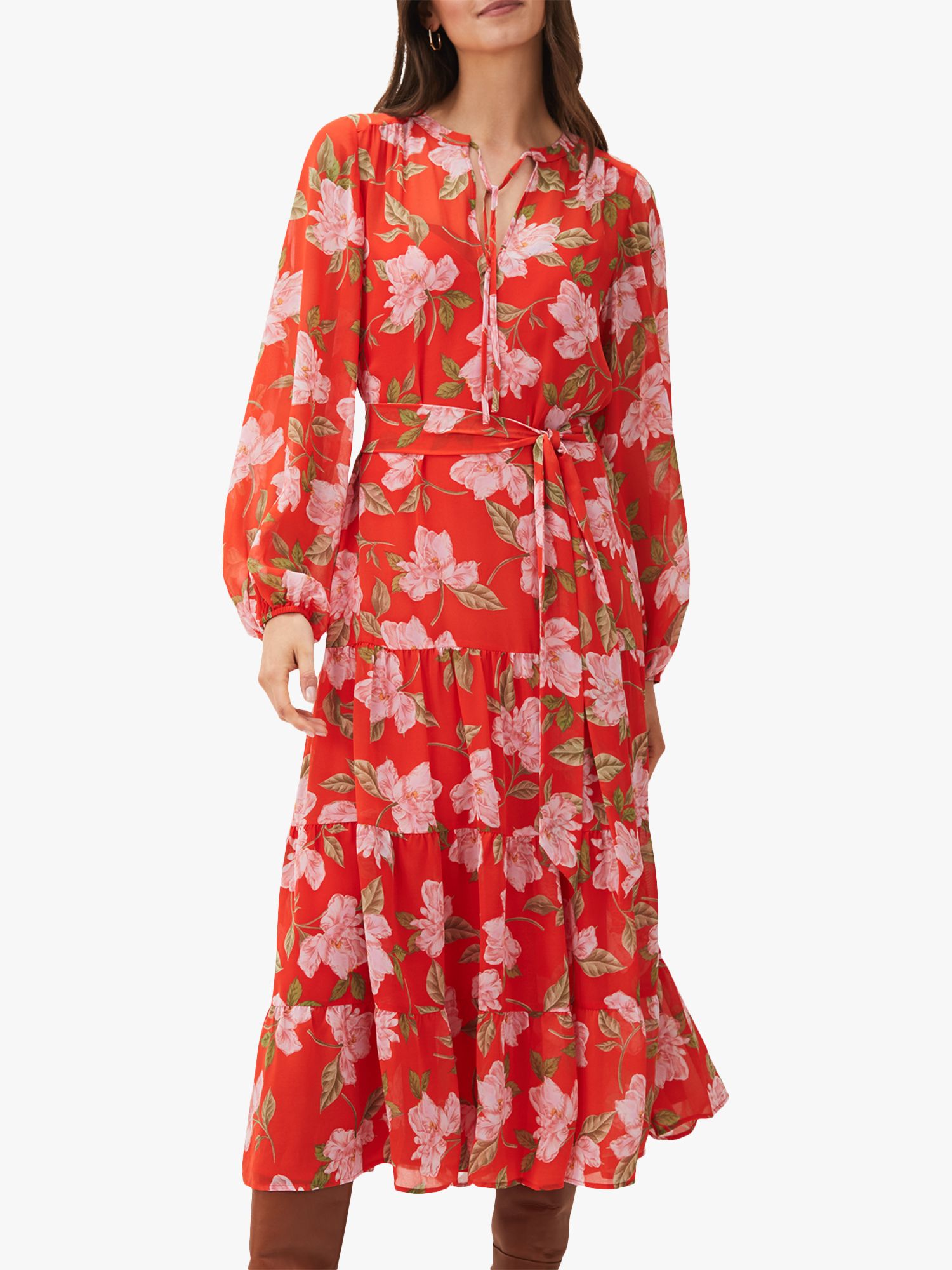 Phase Eight Philippa Floral Midi Dress, Saffron/Multi at John Lewis ...