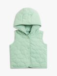 John Lewis Baby Plain Quilted Hooded Gilet, Green