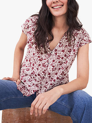 White Stuff Rae Cotton Floral Top, Red