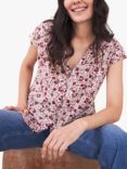 White Stuff Rae Cotton Floral Top, Red, Red
