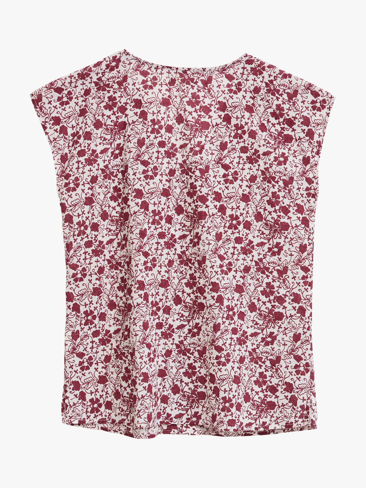 White Stuff Rae Cotton Floral Top, Red at John Lewis & Partners