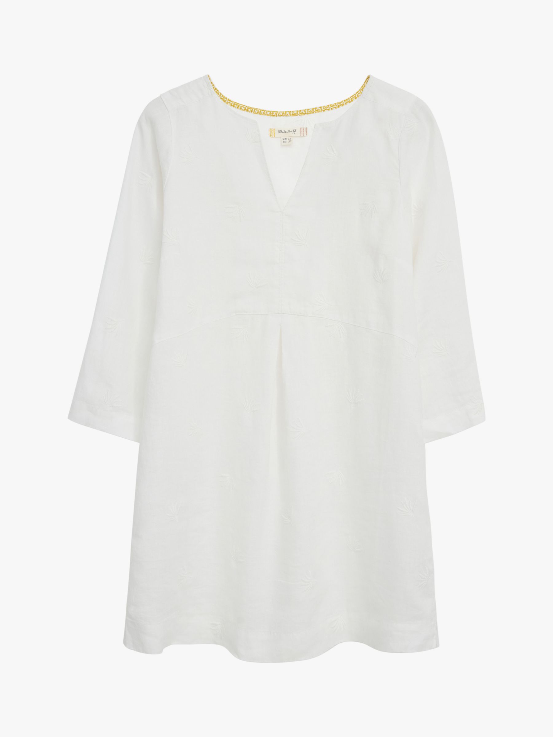 White Stuff Remi Embroidered Linen Tunic Top, Natural White, 6