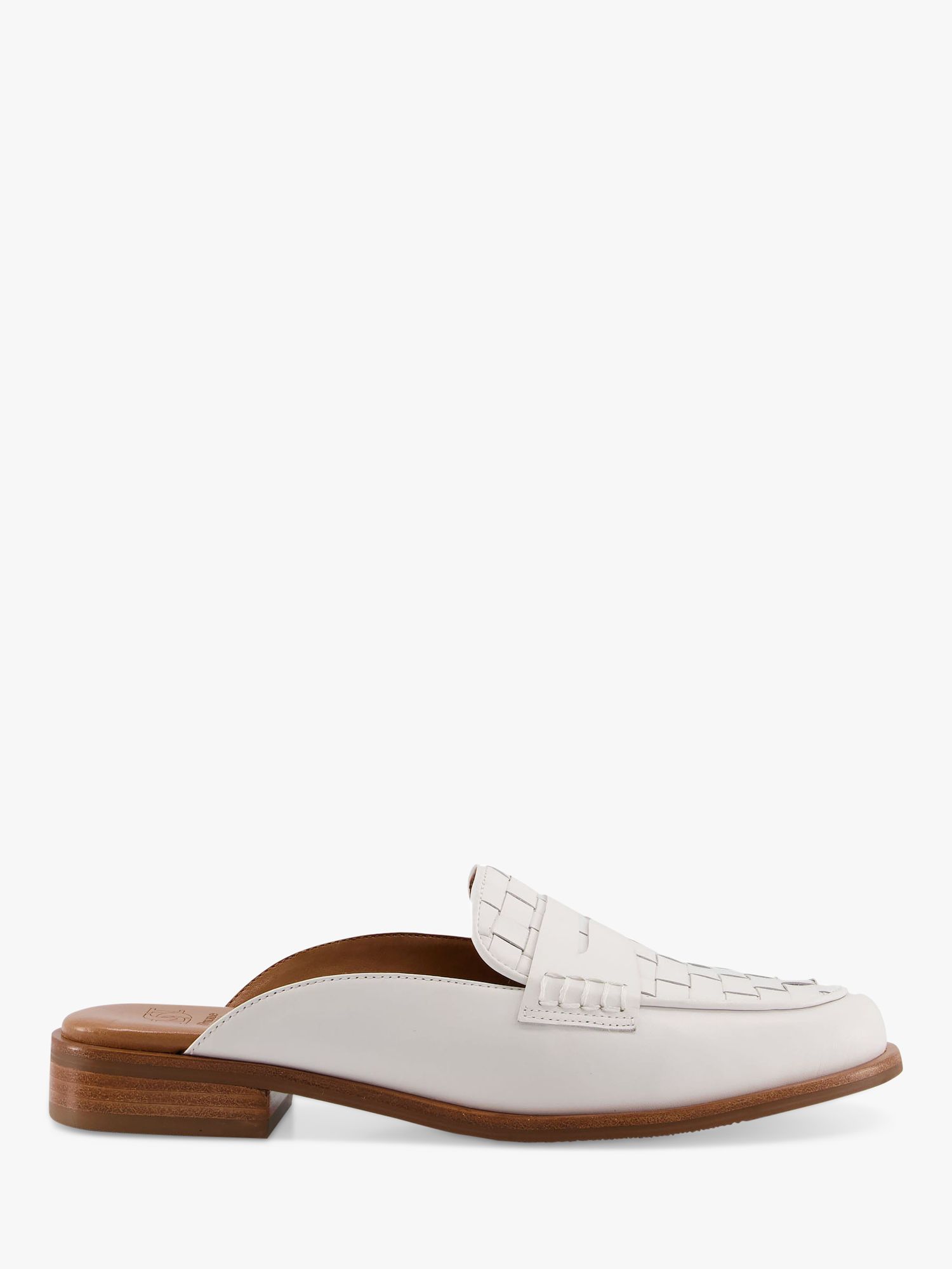 Dune Gradient Leather Backless Loafers, White at John Lewis & Partners
