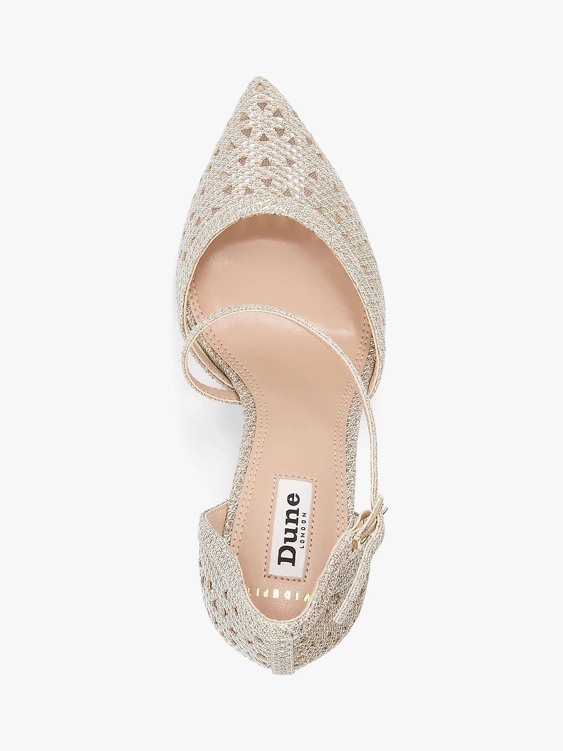 Dune Danae Wide Fit Pointed High Heels, Gold at John Lewis & Partners
