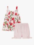 Monsoon Baby Rose Print Dress & Shorts Set, Pink