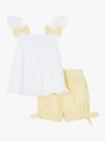 Monsoon Baby Broderie Top & Gingham Shorts Set, Yellow