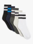 John Lewis Kids' Sport Striped Tube Socks, Pack of 5, Blue/Multi