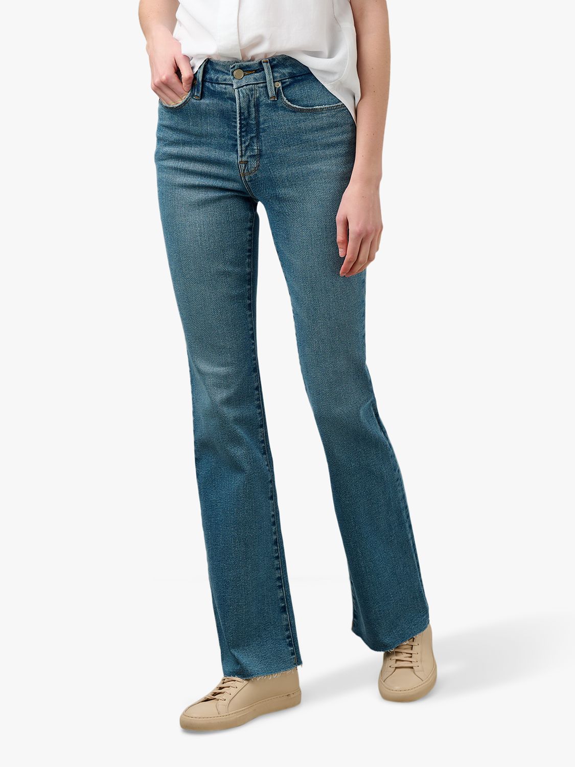 Good American Classic Plain Bootcut Jeans, Blue