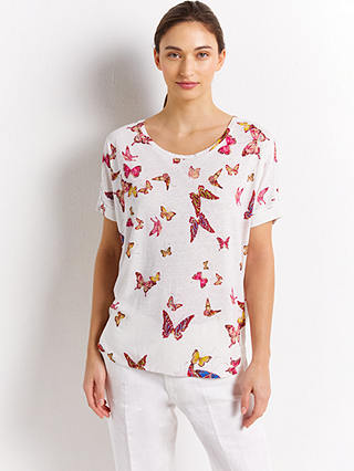 Gerard Darel Anny Linen Blend T-Shirt, White/Pink