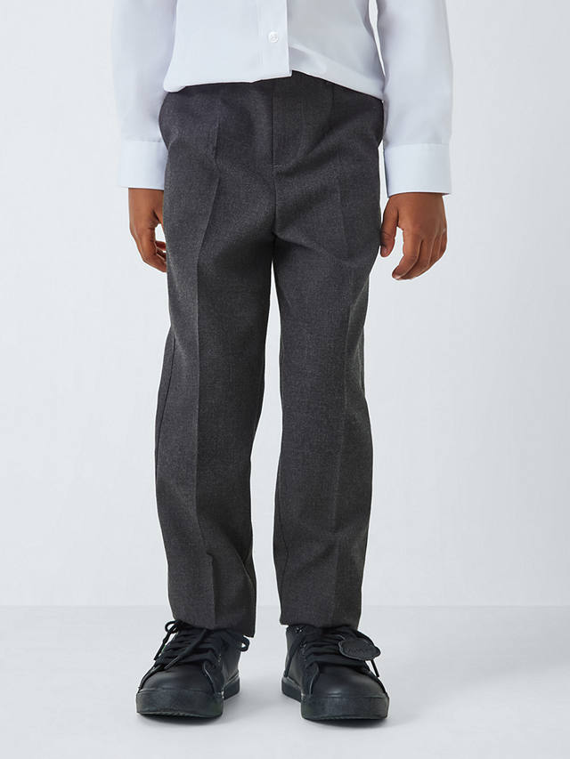 John Lewis ANYDAY Boys' Adjustable Waist Slim Fit School Trousers, Pack of 2, Grey