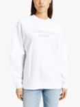 Calvin Klein Embroidered Logo Loose Fit Sweatshirt, Bright White