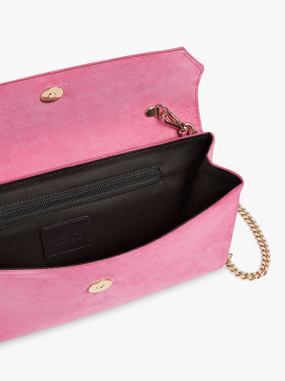 L.K.Bennett Dora Suede Envelope Clutch Bag, Pink