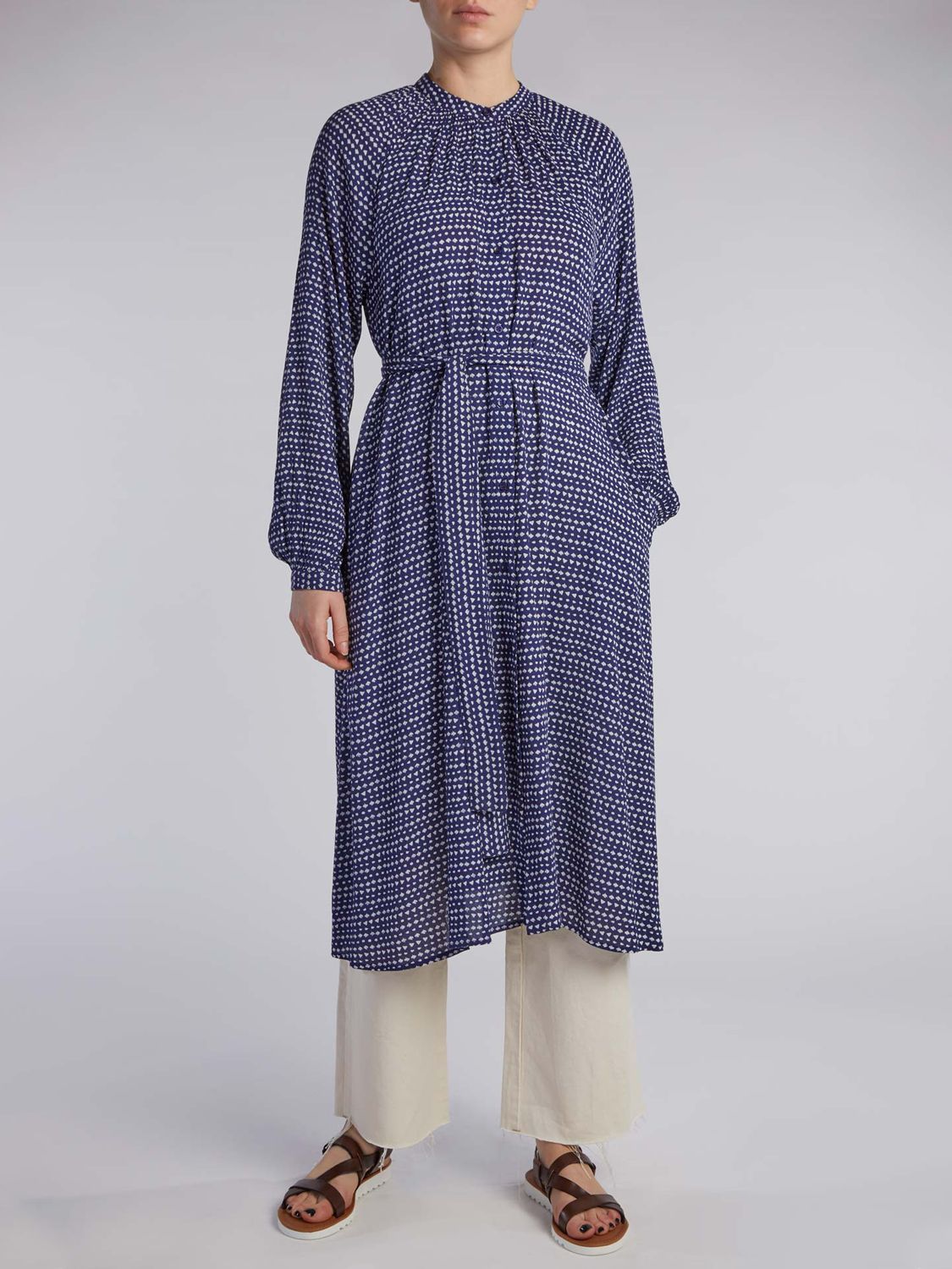 Aab Notikaru Abstract Print Midi Dress, Navy/White at John Lewis & Partners