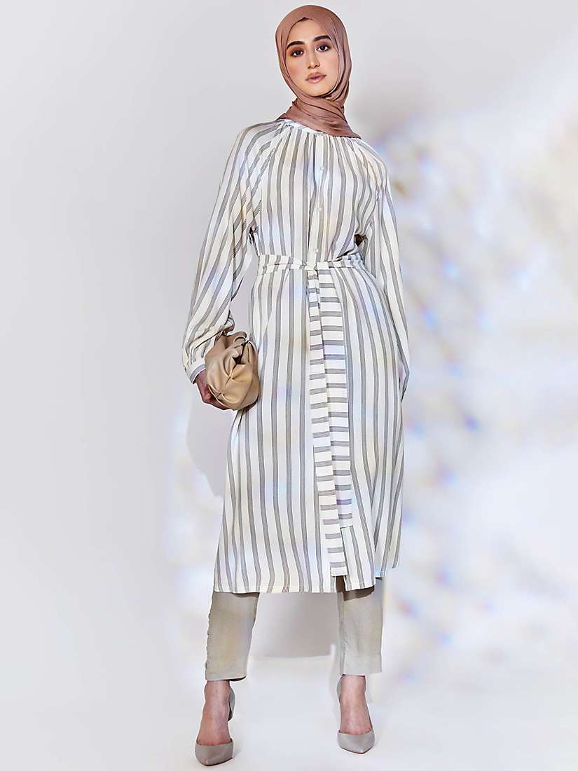 Buy Aab Shima Striped Midi Dress, White/Multi Online at johnlewis.com