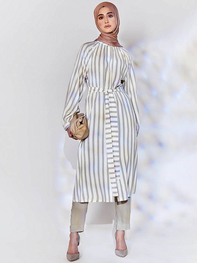 Aab Shima Striped Midi Dress, White/Multi