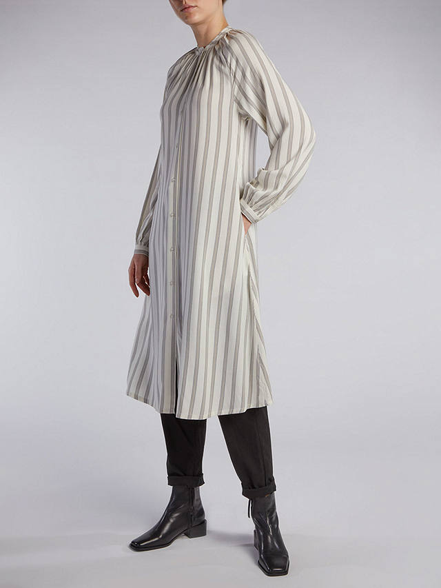 Aab Shima Striped Midi Dress, White/Multi