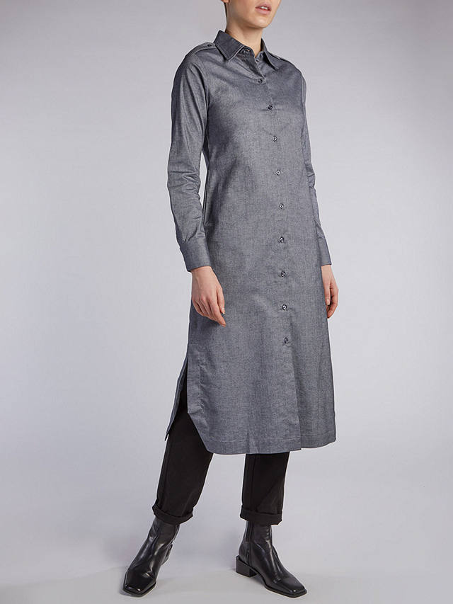 Aab Structured Cotton Midi Shirt Dress, Mid Grey