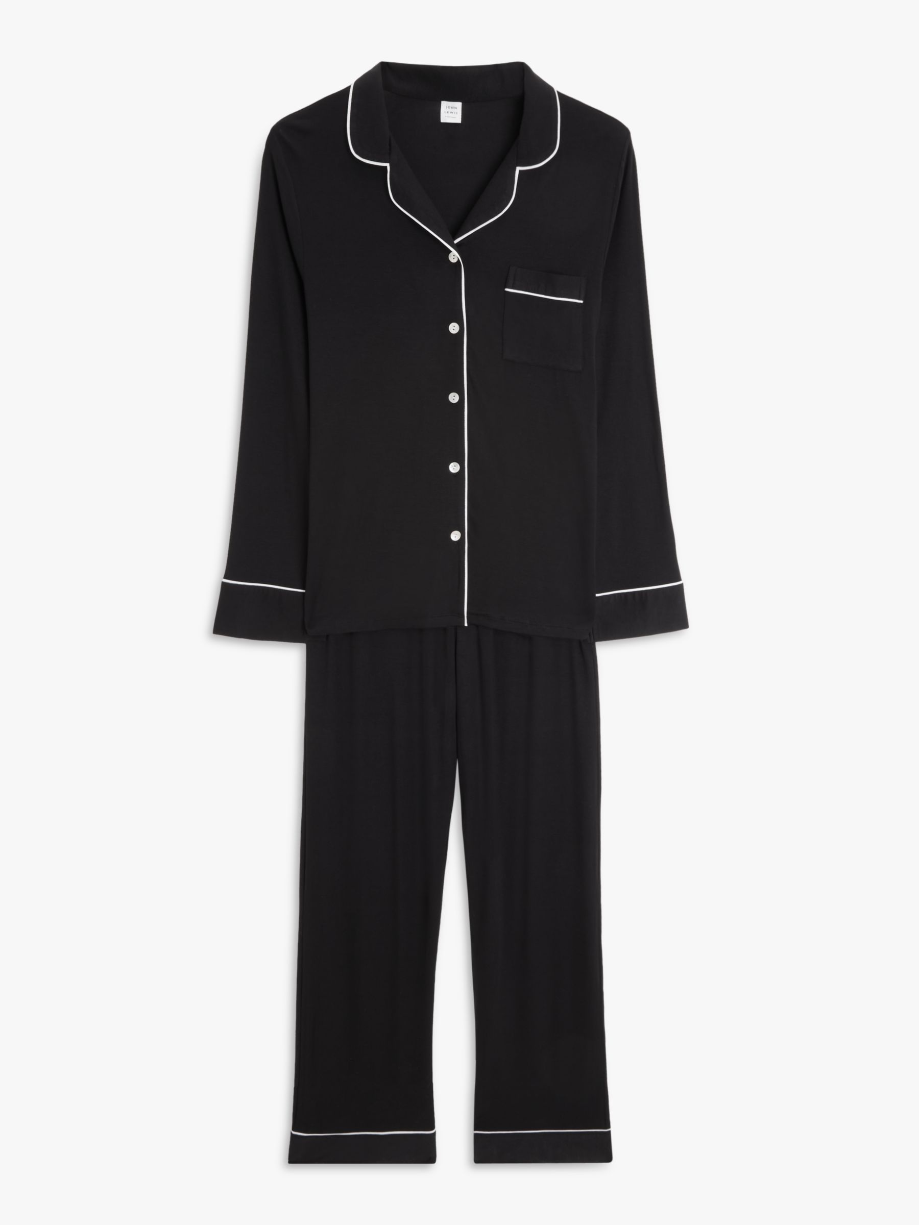 John Lewis Aria Modal Pyjama Set, Black at John Lewis & Partners