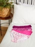 John Lewis ANYDAY Florals Cotton Bikini Knickers, Pack of 5, Pinks
