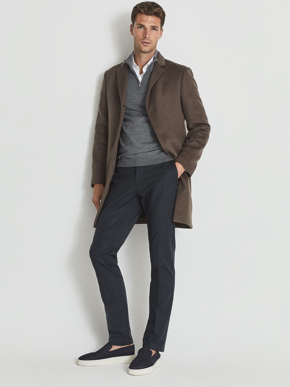 Reiss Blackhall Funnel Neck Merino Wool Jumper, Grey at John Lewis ...