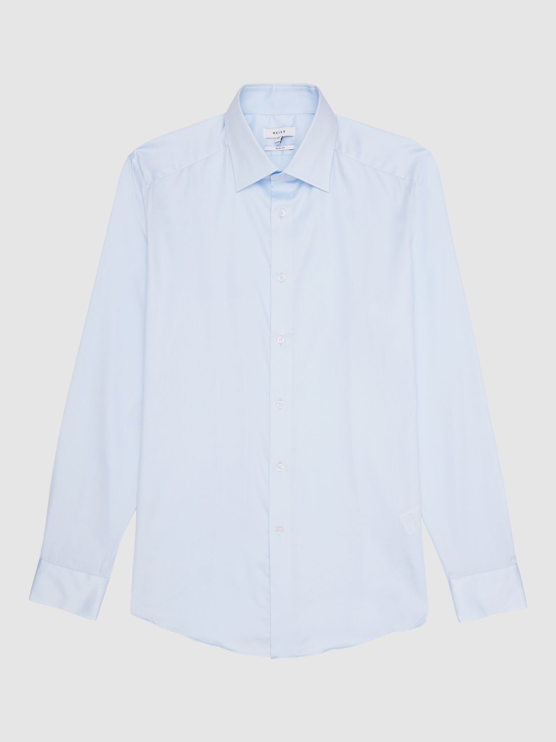 Reiss Frontier Stretch Satin Cotton Slim Fit Shirt, Blue, S