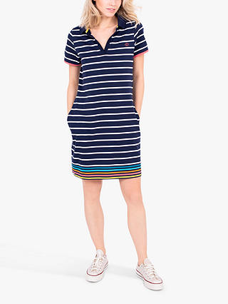 Brakeburn Melody Stripe Polo Dress, Navy/Multi