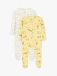 John Lewis Baby Animals Print Sleepsuit, Pack of 2, Yellow